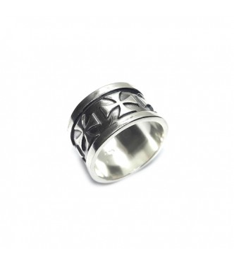 R002351 Genuine Sterling Silver Ring Band Maltese Crosses Solid Hallmarked 925 Handmade